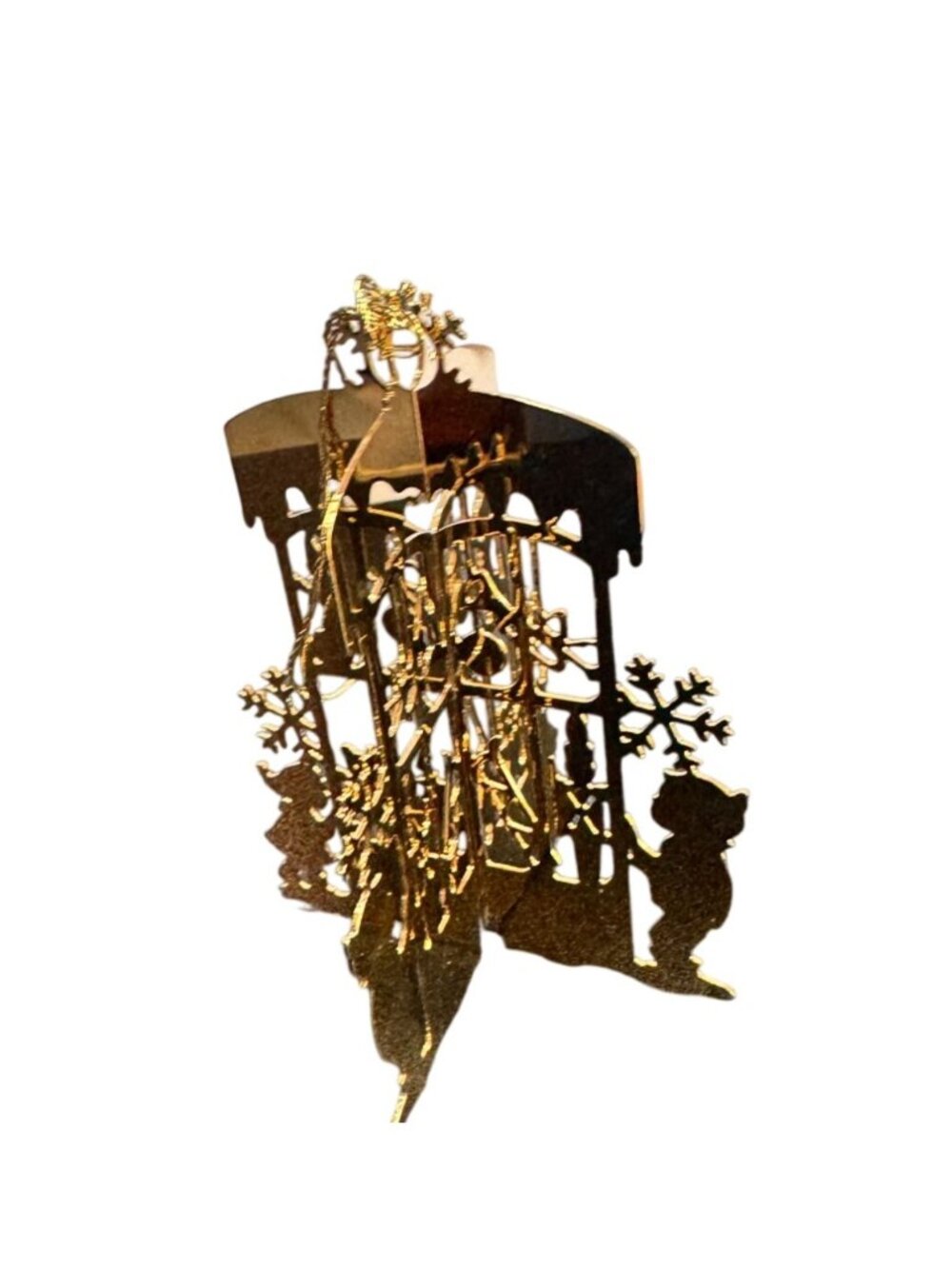 Danbury Mint 1992 Winter Forest Children Snowflake Christmas Ornament Gold Tone - Picture 5 of 6